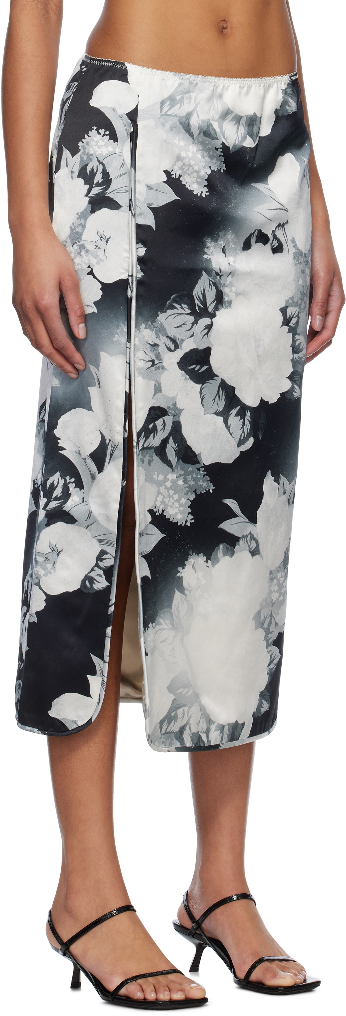 Meryll Rogge Black & White Slip Midi Skirt