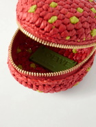 LOEWE - Paula's Ibiza Strawberry Leather-Trimmed Raffia Pouch
