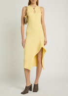 Stella Mccartney Ribbed Cotton Midi Dress Yellow