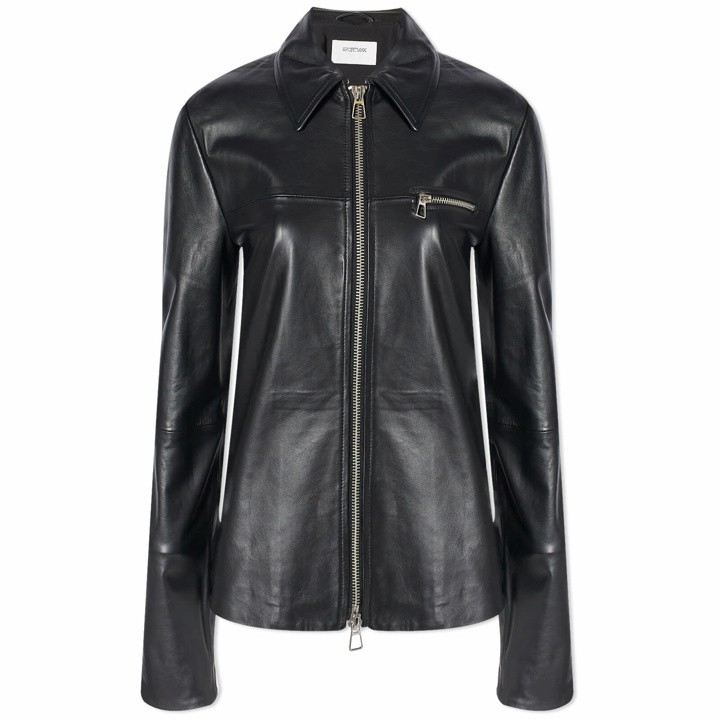 Photo: Sportmax Women's Gel Leather Jacket in Black