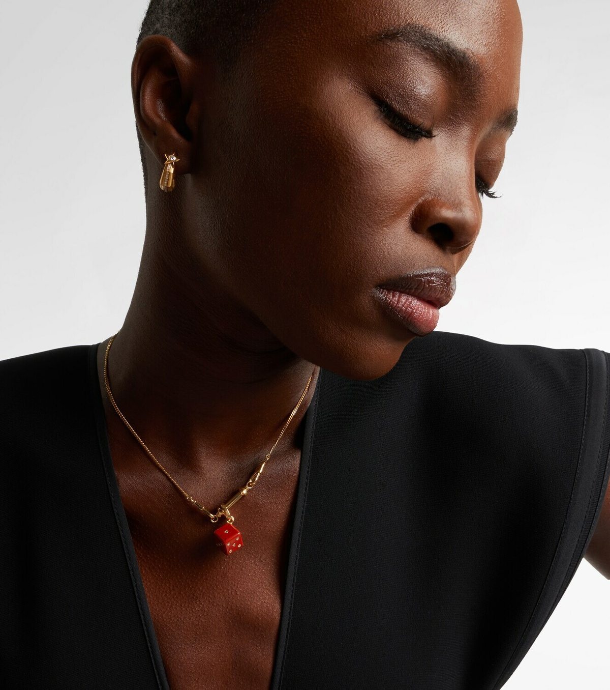 Marie Lichtenberg Connector 18kt gold charm necklace with jasper and diamonds