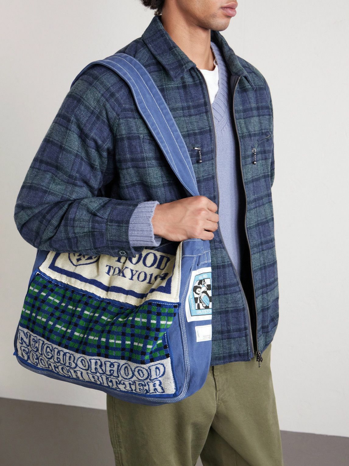 Neighborhood - Newspaper Mod Appliquéd Terry-Trimmed Cotton-Canvas