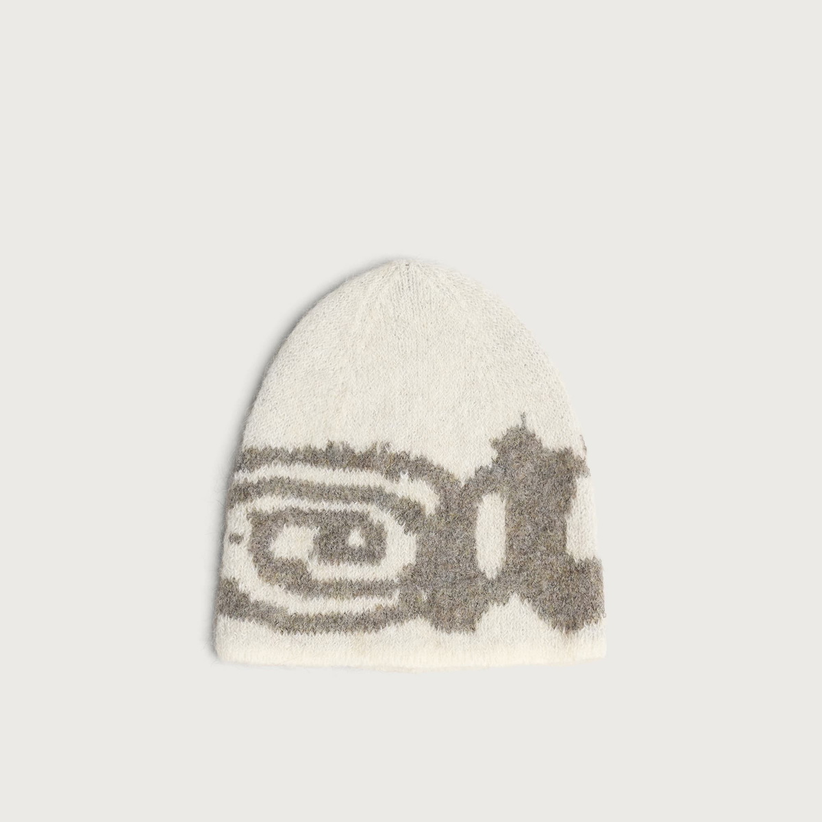 ROA Men's Vortex Mohair Beanie in White Grey