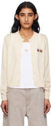 Maison Kitsuné Beige Double Bold Fox Head Patch Regular Cardigan