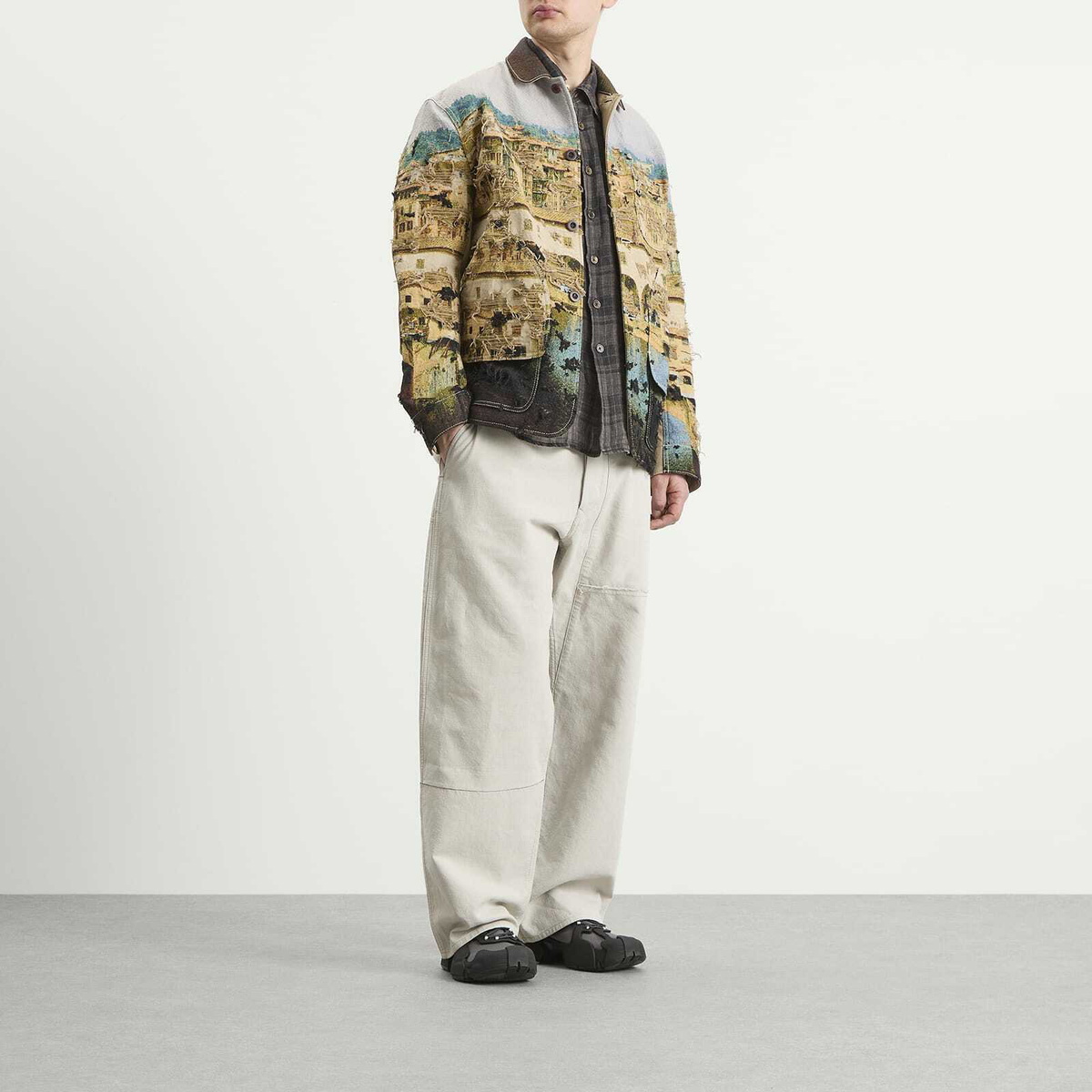 Junya Watanabe MAN Men's Gobelin Weave Blazer in Beige/Light Blue/Green
