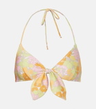 Chloé Bow-detail floral bikini top