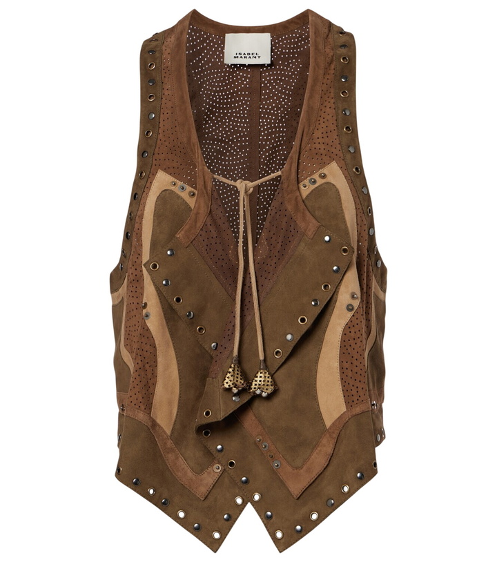 Photo: Isabel Marant Kelby studded patchwork suede vest