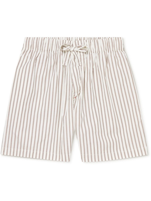 Photo: TEKLA - Striped Organic Cotton-Poplin Pyjama Shorts - Neutrals