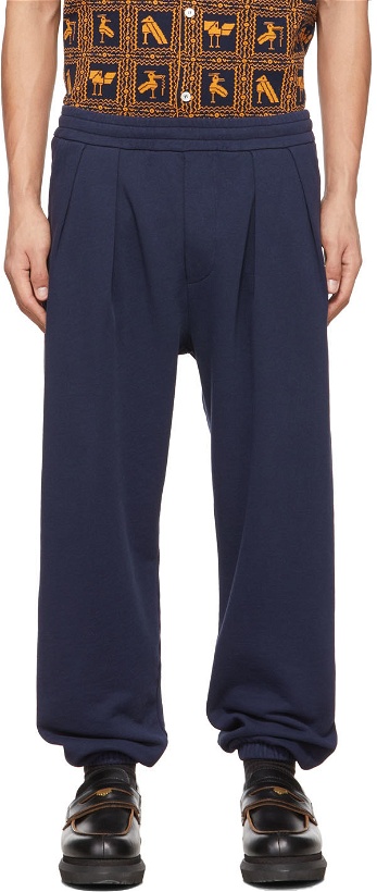 Photo: 4SDESIGNS Navy Inverted Pleat Lounge Pants