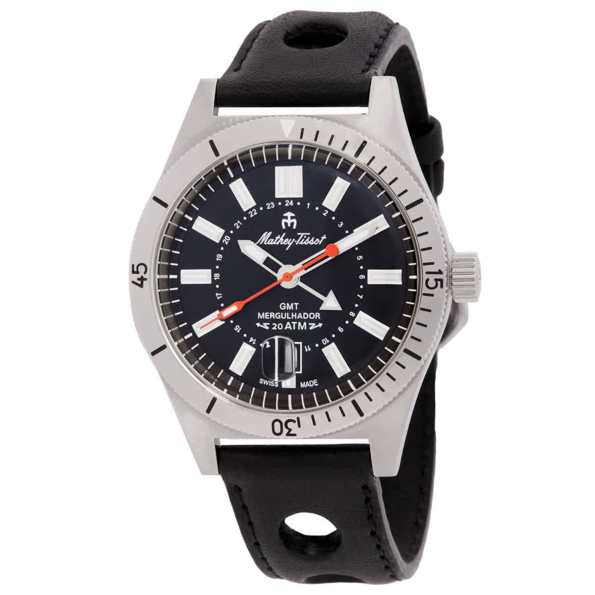 Mathey-Tissot Mergulhador GMT Quartz Black Dial Mens Watch MRGAN