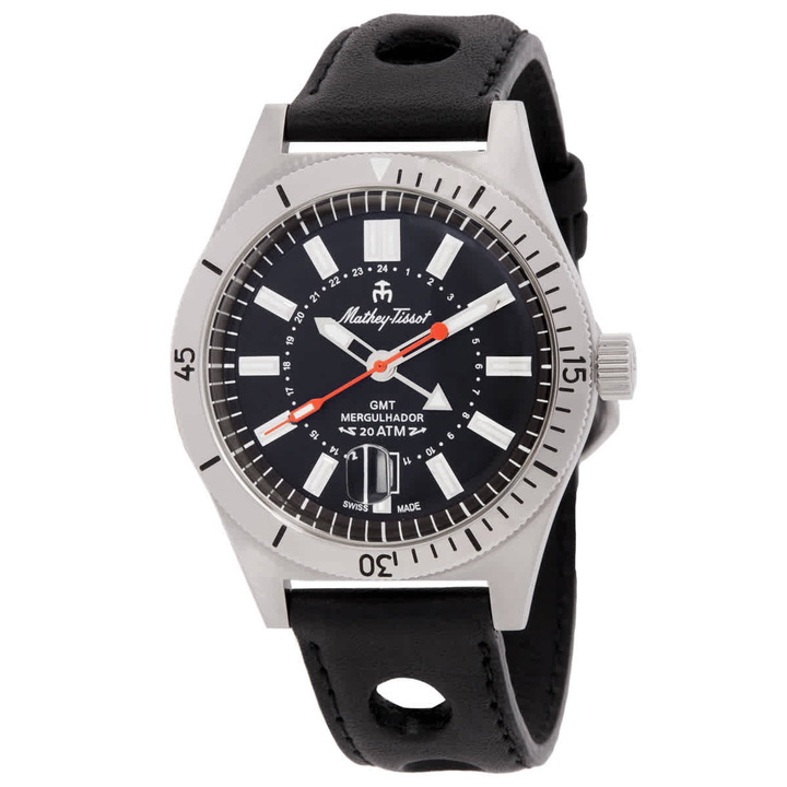 Photo: Mathey-Tissot Mergulhador GMT Quartz Black Dial Mens Watch MRGAN