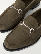 Edward Green - Putney Horsebit-Embellished Suede Loafers - Green