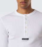 Dolce&Gabbana Logo ribbed-knit cotton Henley shirt
