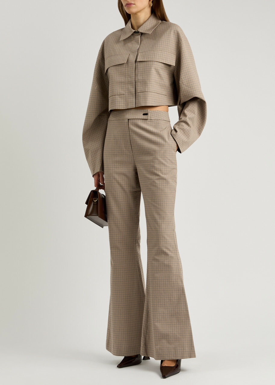 Clea Massimo Checked Cotton-blend Jacket Beige