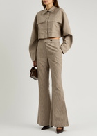 Clea Massimo Checked Cotton-blend Jacket Beige