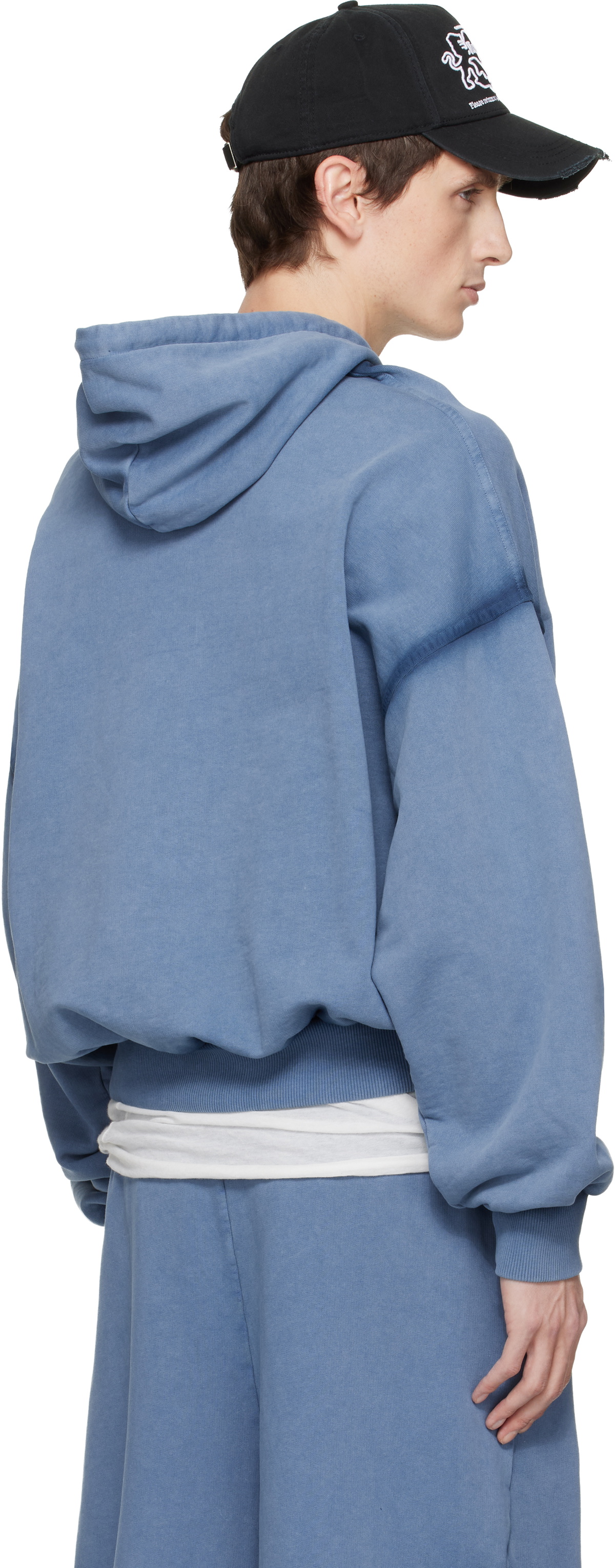 AVAVAV Blue Shoulderless Logo Hoodie