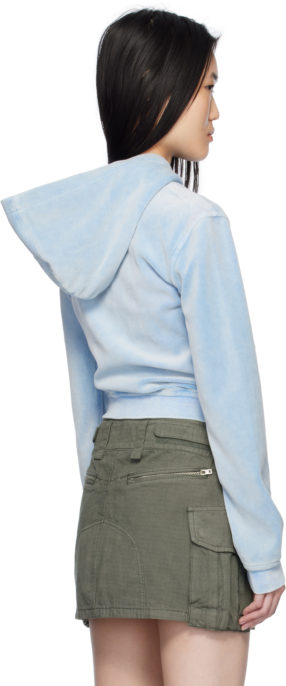 alexanderwang.t Blue Shrunken Zip-Up Hoodie