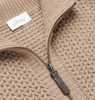 Brioni - Textured Cashmere and Cotton-Blend Zip-Up Cardigan - Brown