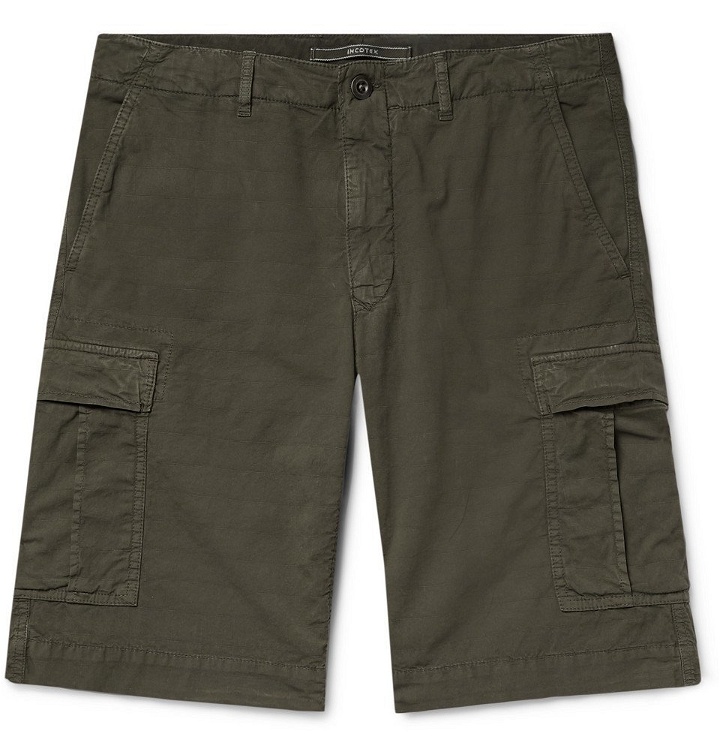 Photo: Incotex - Stretch-Cotton Ripstop Cargo Shorts - Army green