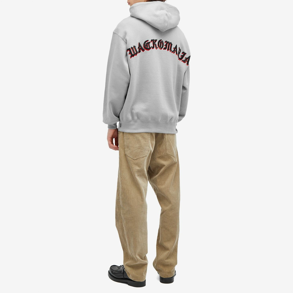 Wacko Maria Men's Embroidered Gothic Logo Hoodie in Grey Wacko Maria