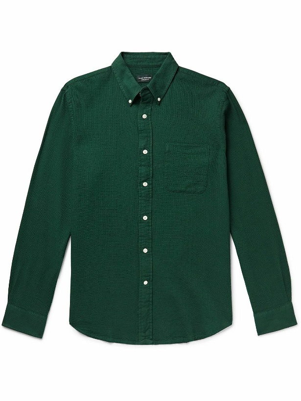 Photo: Club Monaco - Button-Down Collar Waffle-Knit Cotton-Blend Shirt - Green