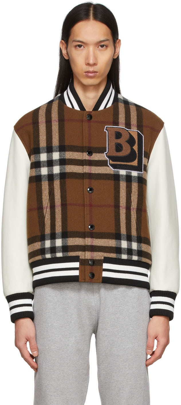 miel Profesor articulo Burberry Brown Check Letter Bomber Burberry