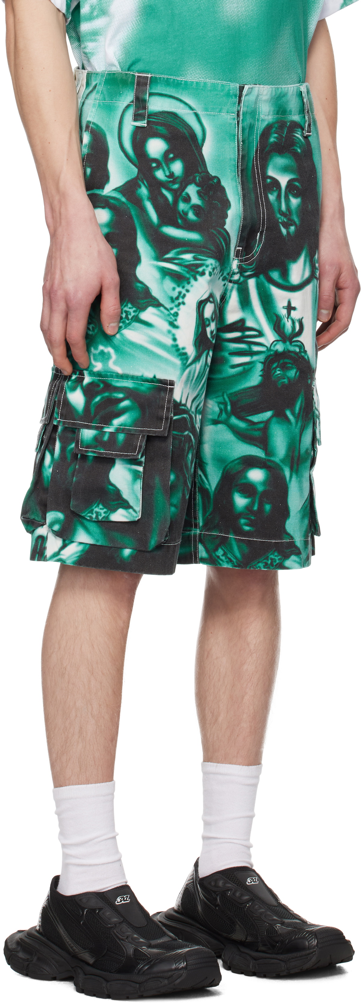 Gerrit Jacob Green Printed Cargo Shorts