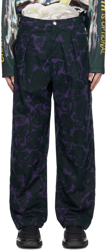Photo: Burberry Purple & Green Rose Print Trousers