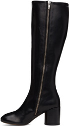 MM6 Maison Margiela Black Stitch-Out Leather Tall Boots