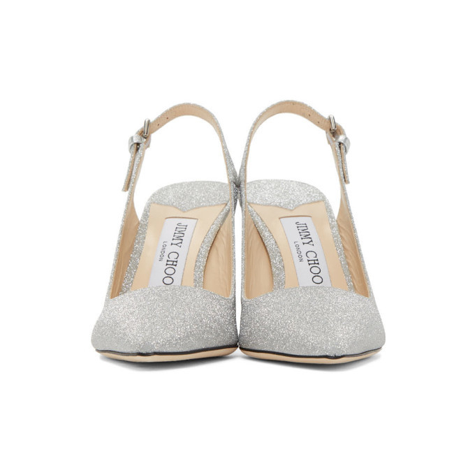 ジミーチュー　ERIN85 グリッター　ミュール Jimmy Choo Silver Glitter Erin 85 Heels Jimmy Choo