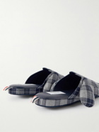 Thom Browne - Hector Leather-Trimmed Checked Wool-Flannel Slippers - Gray