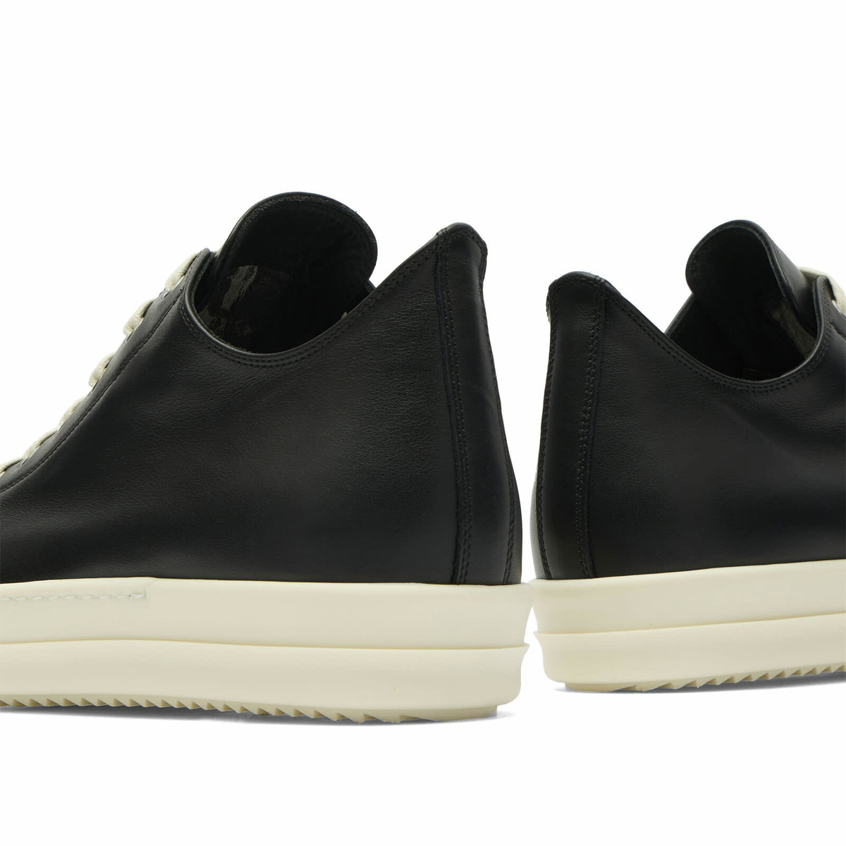 Rick Owens Men's Leather Low Sneaks in Black/Milk/Milk