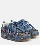 Loewe Distressed embellished denim sneakers