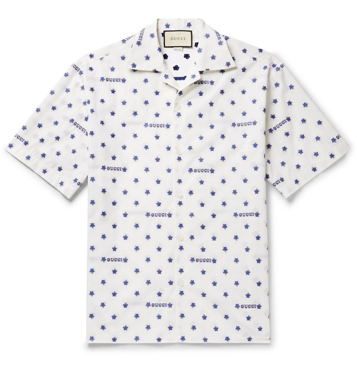Photo: Gucci - Camp-Collar Fil Coupé Cotton-Poplin Shirt - Men - White