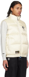 AAPE by A Bathing Ape Off-White Printed Down Vest