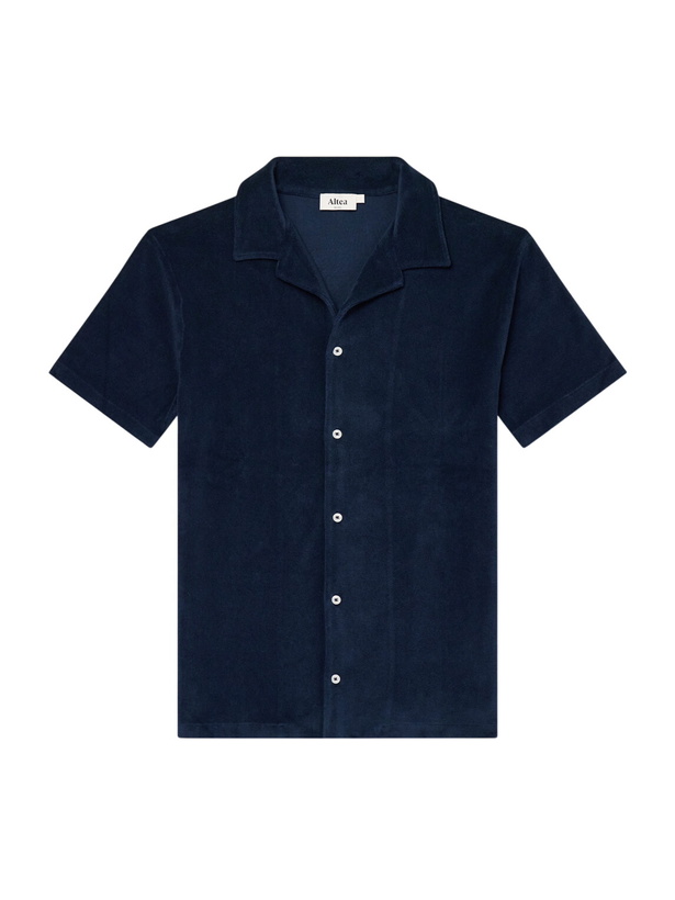 Photo: Altea - Harvey Camp-Collar Cotton-Terry Shirt - Blue