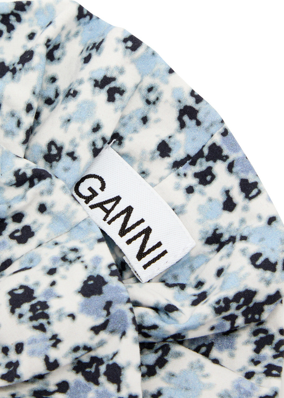 Ganni Printed Cotton Scrunchie - Blue - One Size