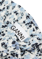 Ganni Printed Cotton Scrunchie - Blue - One Size