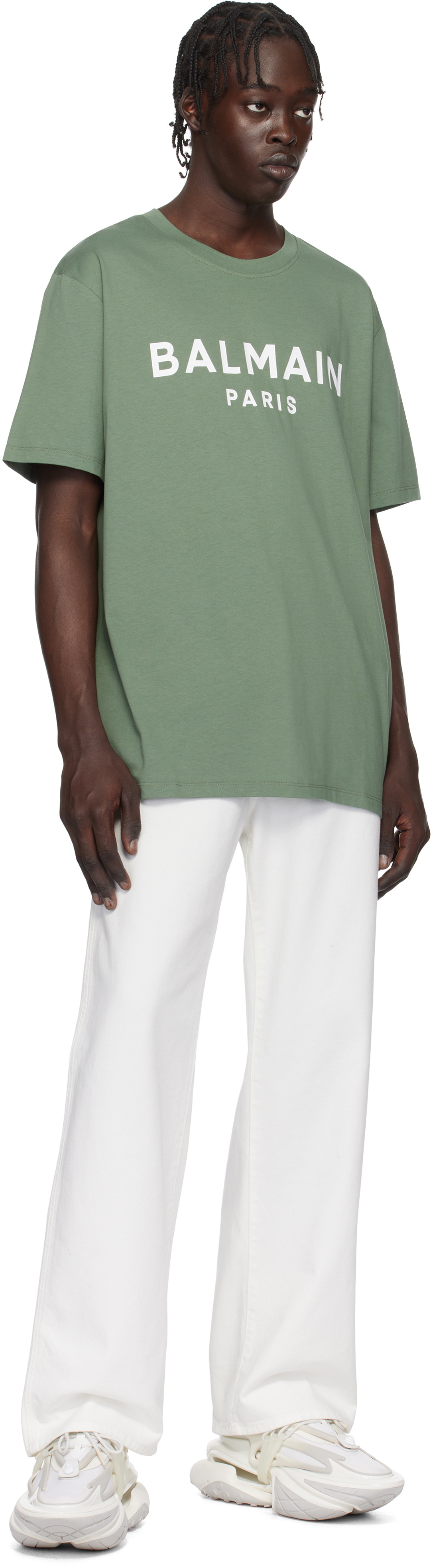 【関税込み】Balmain カーキ Paris Print Tシャツ Vintage Balmain embroidered T-shirt khaki khaki - Men | BALMAIN