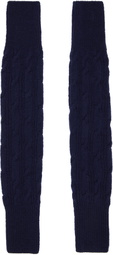 Dries Van Noten Navy Wool Arm Warmers