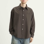 mfpen Men's Triple Stripe Essay Shirt in Dark Brown