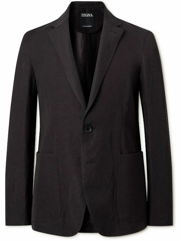 Photo: Zegna - Slim-Fit Wool and Linen-Blend Suit Jacket - Brown