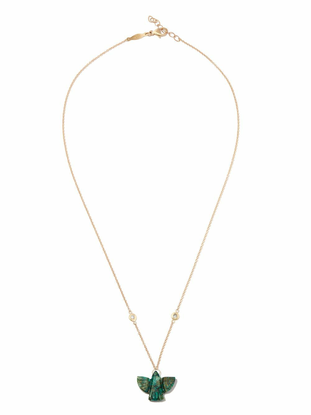 Jacquie Aiche 14K Yellow Gold Chrysocolla Thunderbird Diamond Necklace