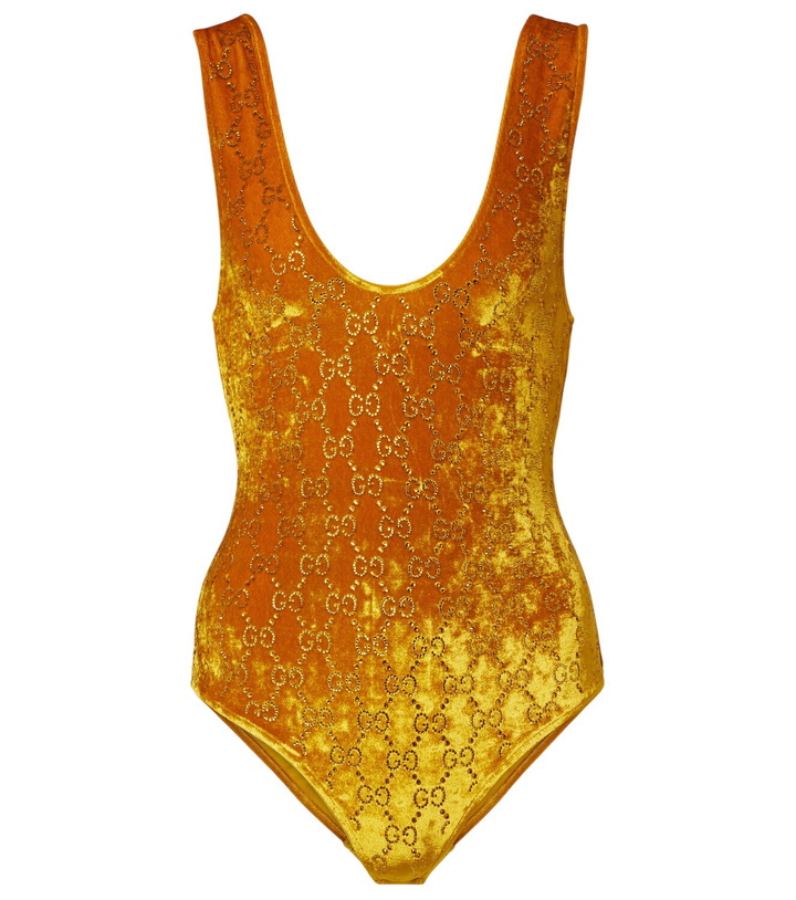 Photo: Gucci GG embellished velvet bodysuit
