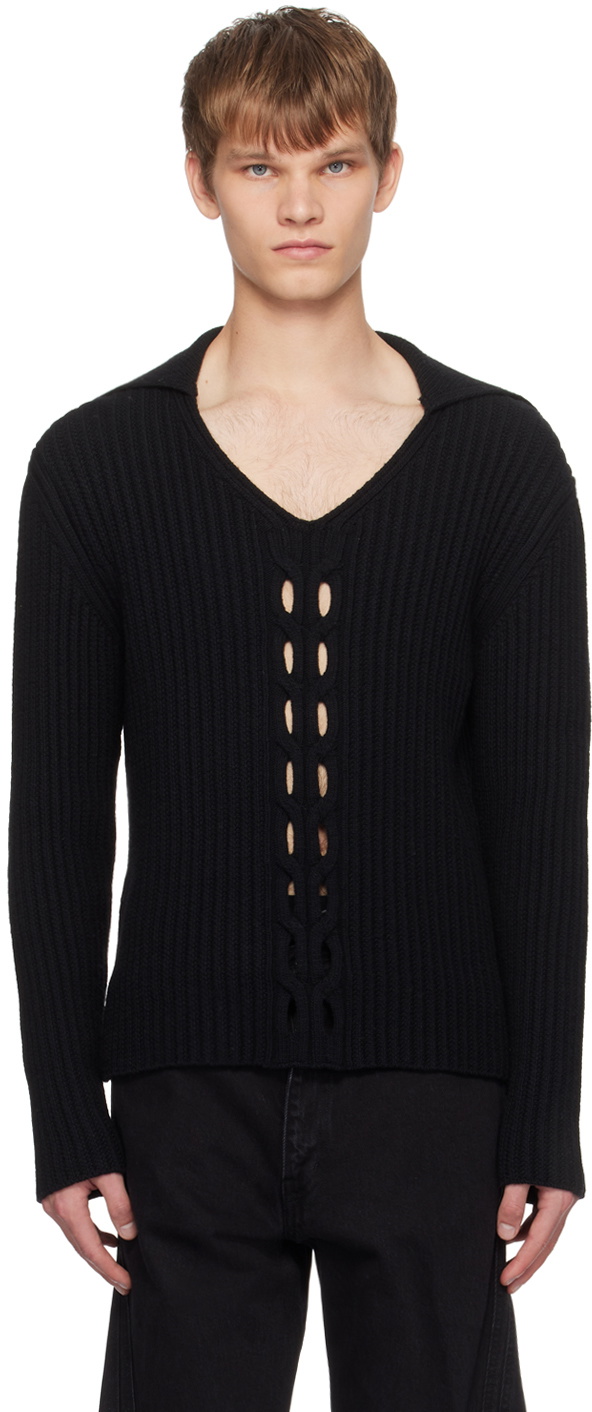 NVRFRGT Black V-Neck Sweater