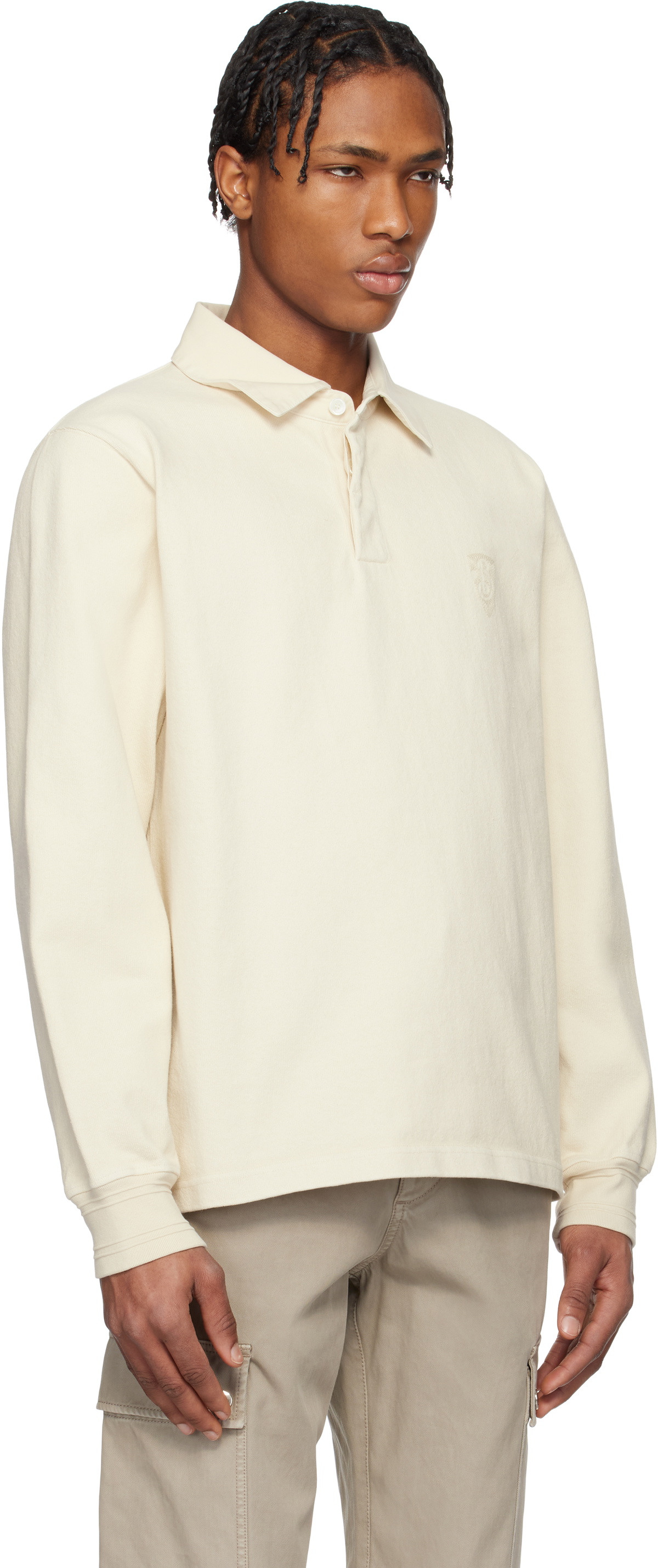 Burberry Beige Long-Sleeve Cotton Polo