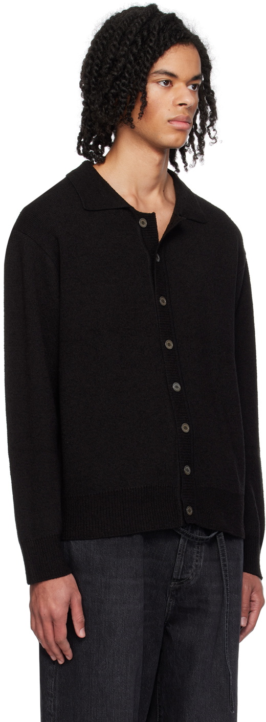 Dunst Black Spread Collar Cardigan