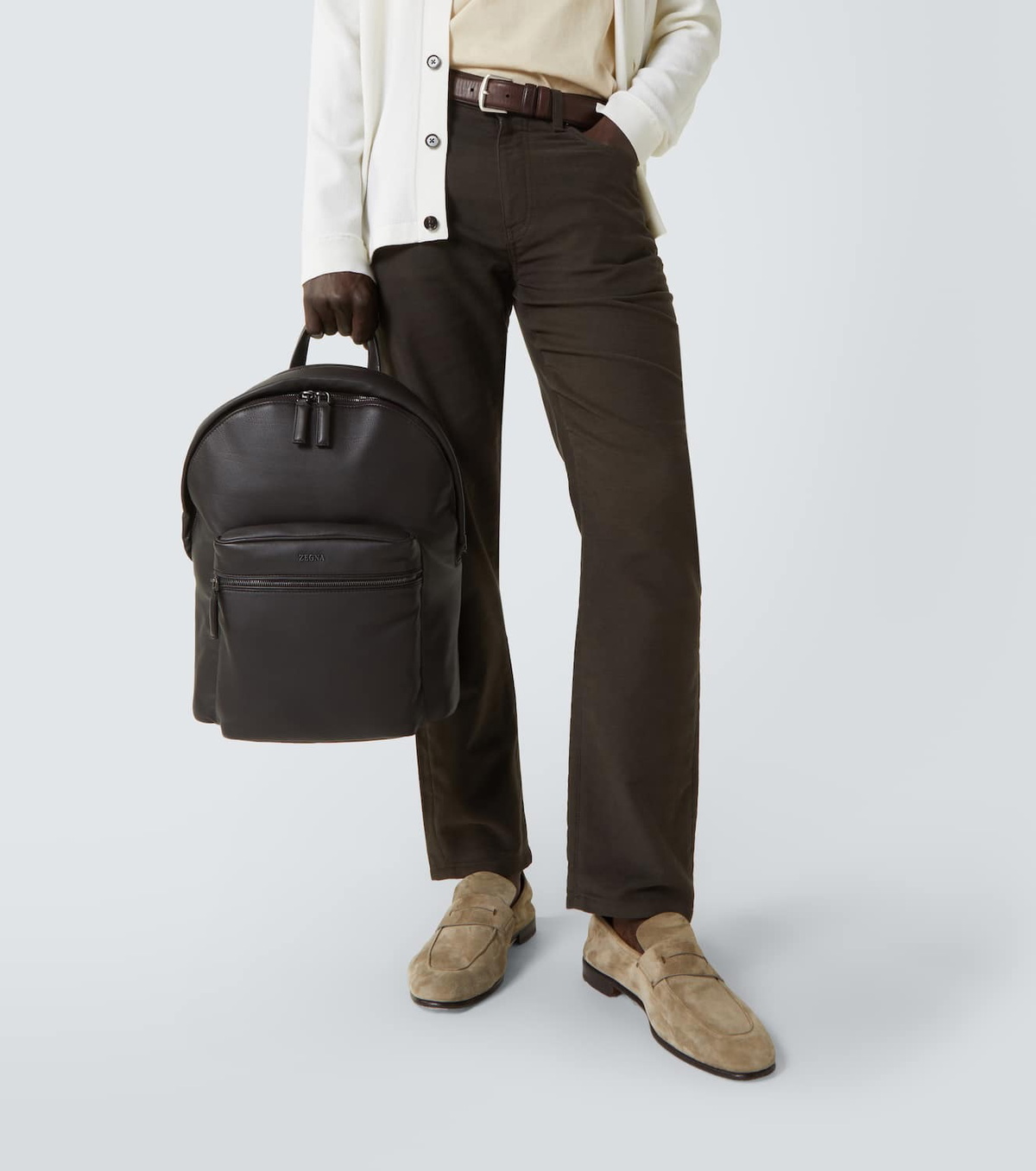 Zegna Secondskin Hoodie leather backpack