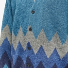 Beams Plus Men's Chevron Stripe Cardigan in Blue