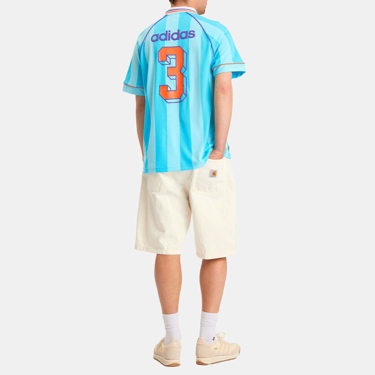 Adidas Men's Jacquard Stripe Jersey in Bright Cyan
